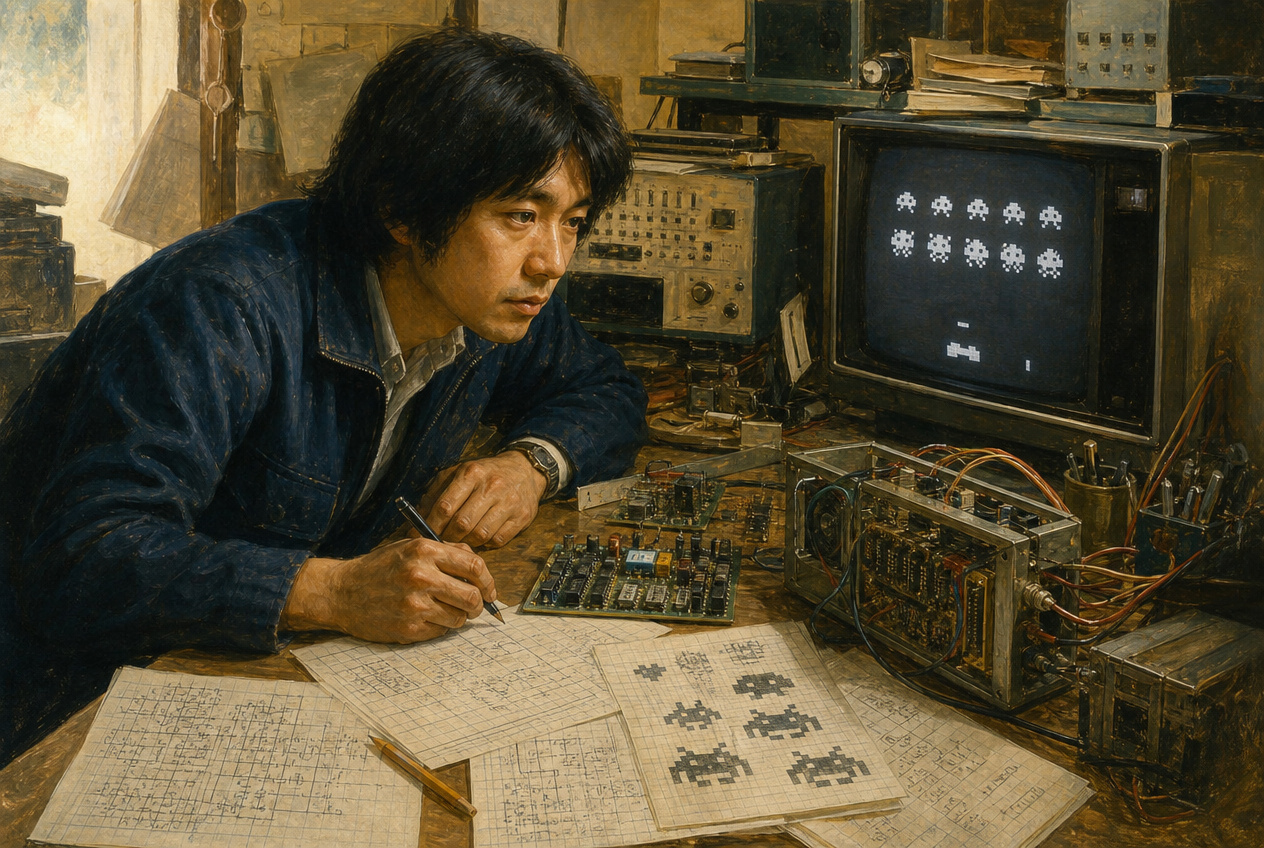 Nishikado at his workbench