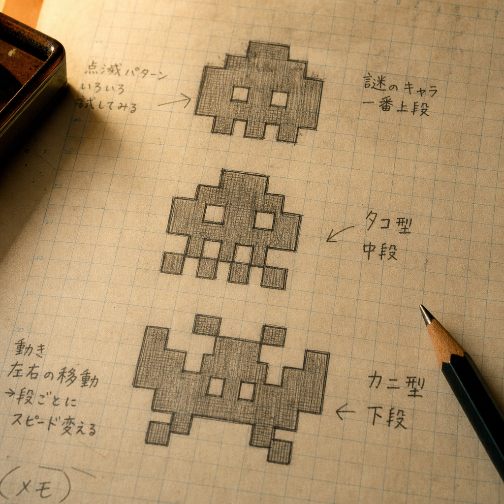 The original alien pixel sketches